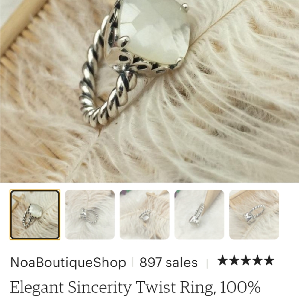 BEWARE FAKE Stamped Pandora mother of pearl rings - Picture 2 of 4